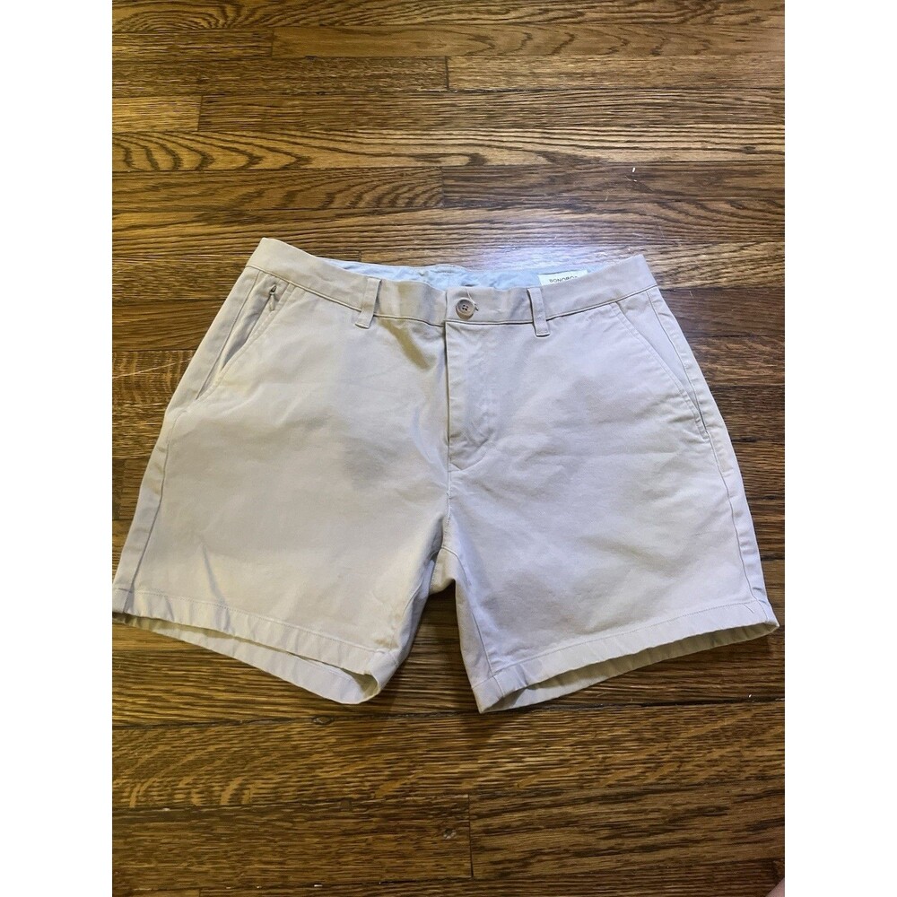 Bonobos Men's Tan Stretch Shorts Flat Front Chino 33 Slim 5 Inch Inseam